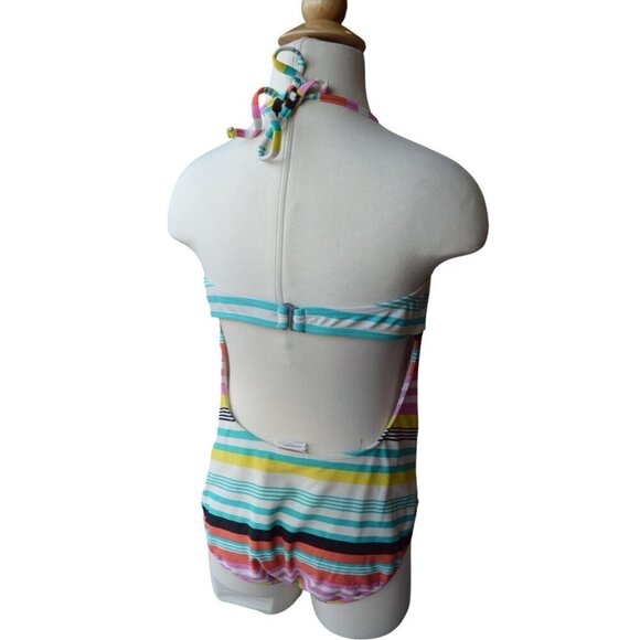 Roxy Girls Striped Open Back One Piece Swimsuit Size 16 - Picture 2 of 7